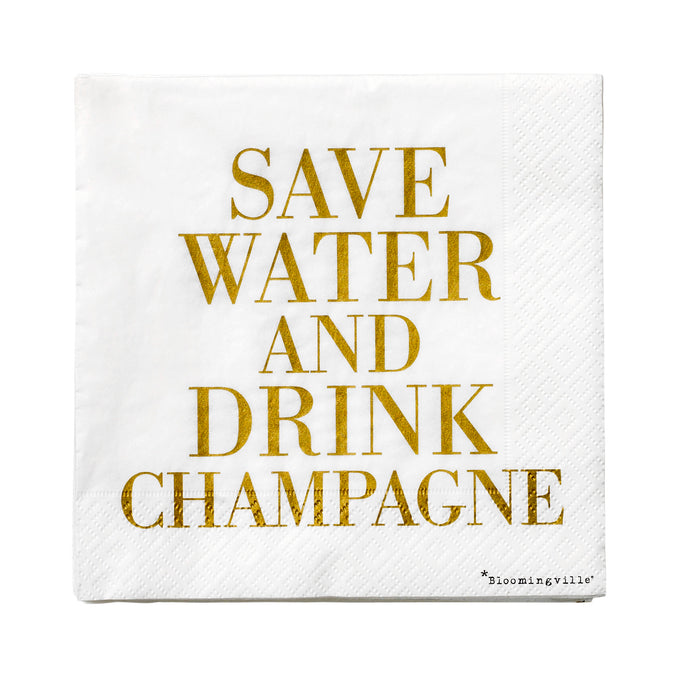 Papierservietten - Save Water and Drink Champagne