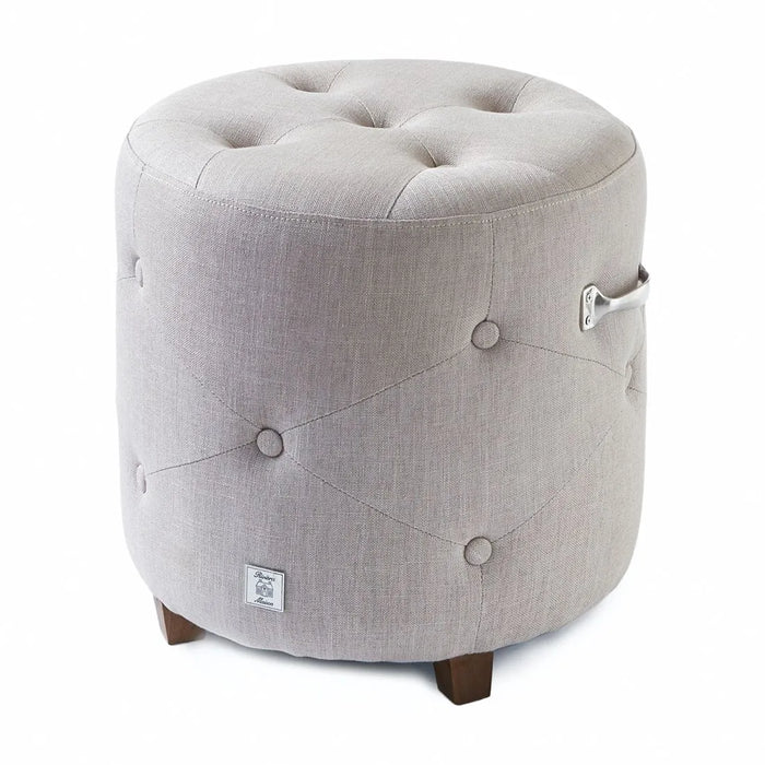 Hocker mit Leinenbezug