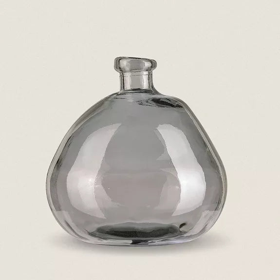 Vase aus grauem Glas mit schlankem Hals - 23cm