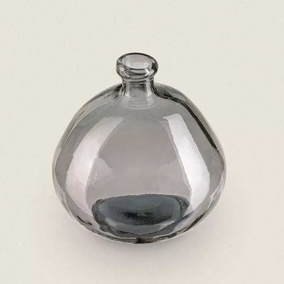 Vase aus grauem Glas mit schlankem Hals - 23cm