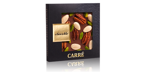 Tafelschokolade "Carré" Milchschokolade (43%),mit erlesenen Nüssen - 50g