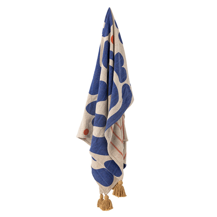 Wohndecke aus Baumwolle – Eviaya - leichtes Plaid mit Quasten