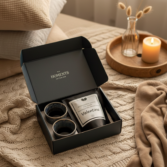 Personalisierte Geschenkbox: Espressobecher HUNTER GREEN & Kaffeebohnen