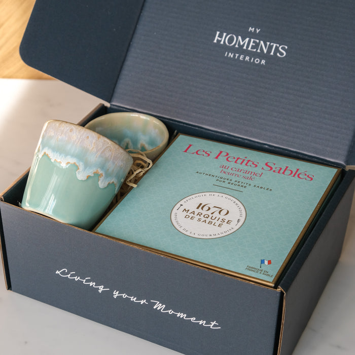Geschenkbox Espressobecher & Kekse | Aqua