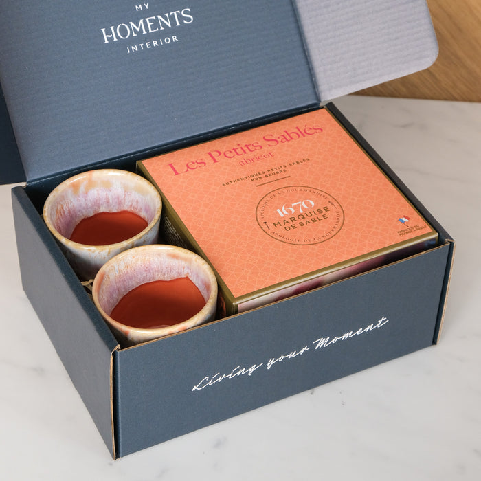 Geschenkbox Espressobecher & Kekse | Sunset Red