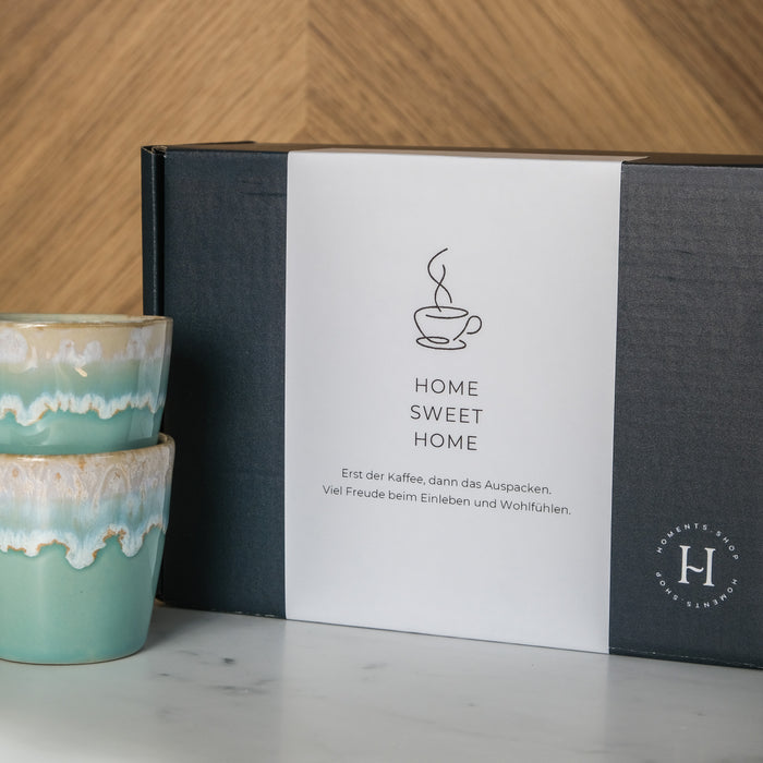 Geschenkbox Espressobecher & Kekse | Aqua