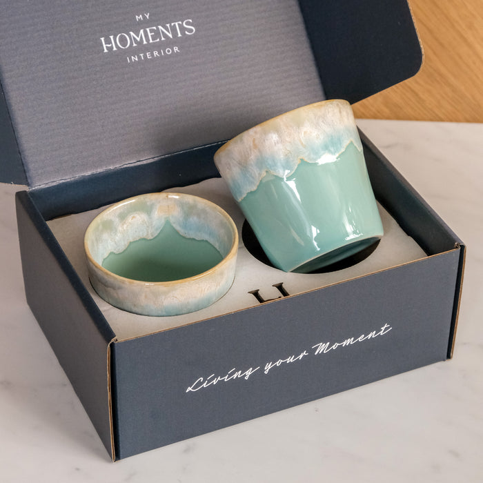 Geschenkbox 2 Kaffeebecher Grespresso | Aqua