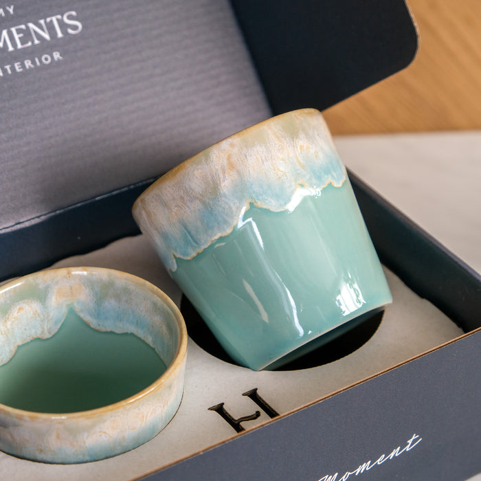Geschenkbox 2 Kaffeebecher Grespresso | Aqua
