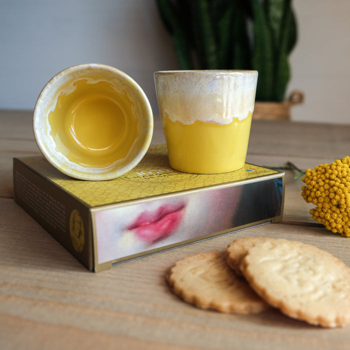 Geschenkbox Espressobecher & Kekse | Yellow
