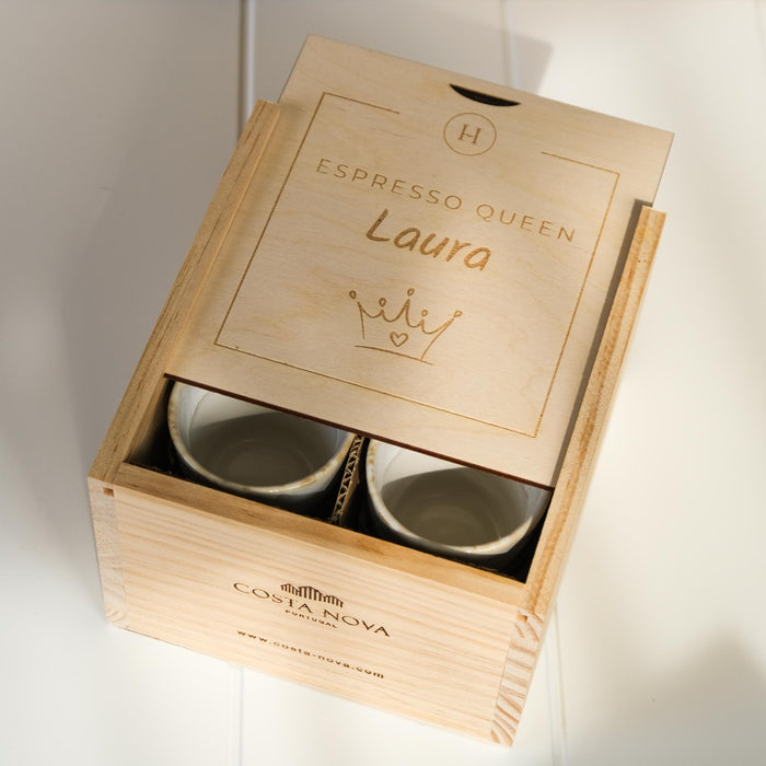 Geschenkbox Espresso Becher - Espresso Queen PERSONALISIERT