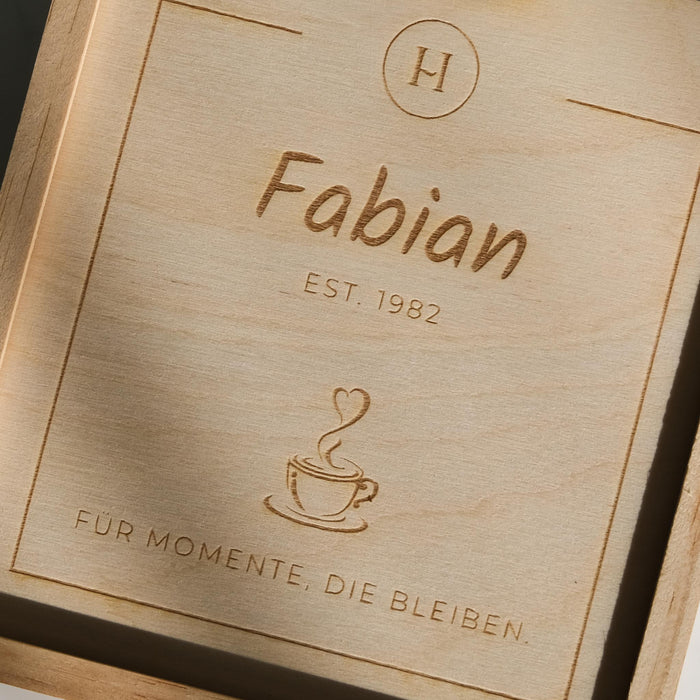 Geschenkbox Espresso Becher  - Geburtsjahr PERSONALISIERT