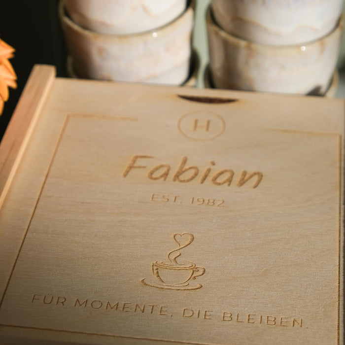 Geschenkbox Espresso Becher  - Geburtsjahr PERSONALISIERT