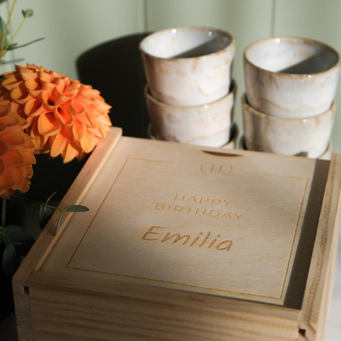 Geschenkbox Espresso Becher - Happy Birthday PERSONALISIERT