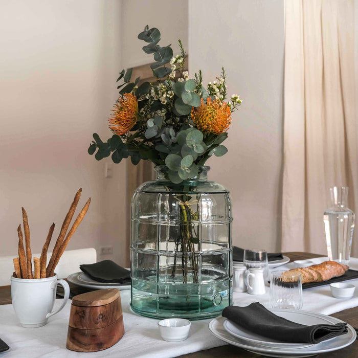 Breite Vase aus Glas
