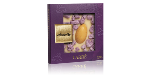 Schokolade zu Ostern:  "Carré" weiße Schokolade mit Schoko Ei - 50g