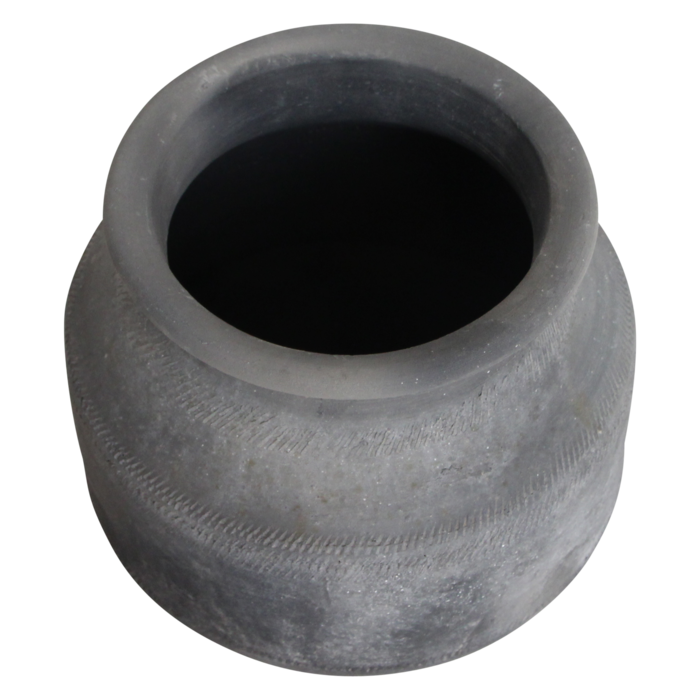 Graue Vase aus Keramik - rundlich